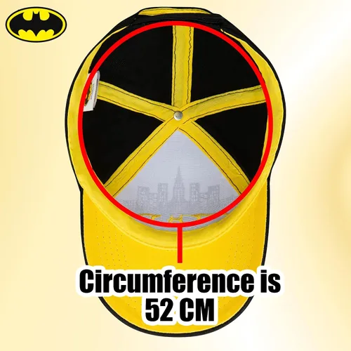 Miniatura 6 de DC Comics Gorra de béisbol de Batman para niños, de 4 a 12 años, logotipo amarillo con diseño de Ciudad Gotham, cierre ajustable, 100% algodón