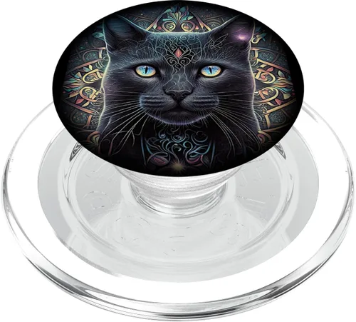 Miniatura 7 de Cat Lover Mandala Design Tribal Artwork Cat PopSockets Adhesive PopGrip