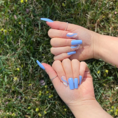 Miniatura 13 de Gold Finger - Kit de uñas postizas de cobertura completa con pegamento, diseño moderno, gel listo para usar, uñas medianas, largas y extralargas