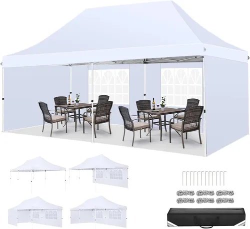 Miniatura 25 de COBIZI Canopy Tienda de campaña desplegable de 10 x 20 pies con 6 paredes laterales, toldo comercial impermeable, glorieta instantánea