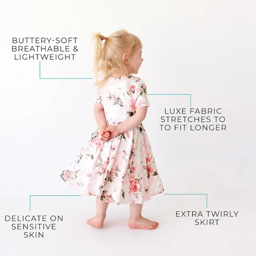 Miniatura 13 de Posh Peanut - Vestidos para niñas – Vestido suave para niña hecho con viscosa de bambú – Vestidos de otoño, primavera y verano para niñas