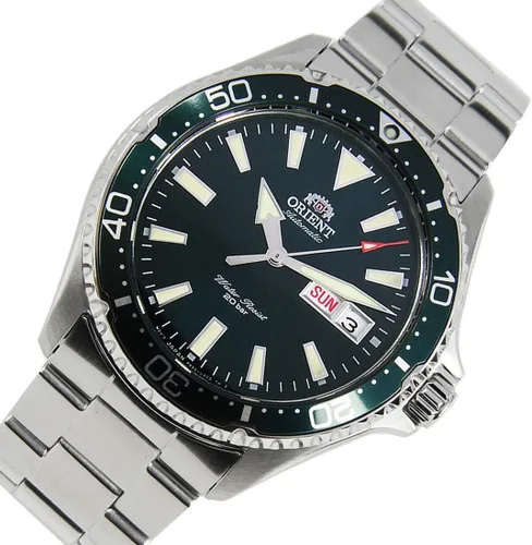 Miniatura 5 de Orient Reloj automático de 656.2 ft para hombre con esfera verde pulsera de acero RA-AA0004E, Verde, Moderno
