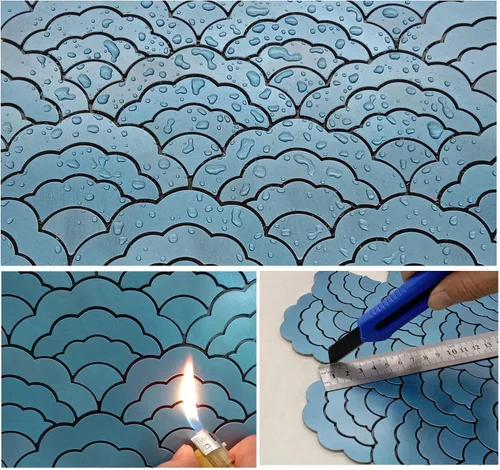 Miniatura 3 de XUANINY - 11 hojas de azulejos autoadhesivos para salpicaduras de metal, mosaico de aluminio en forma de nube 3D con adhesivo para decoración