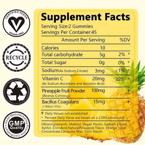 Miniatura 2 de Suiyilary Gomitas de probióticos femeninos para mujer, gomitas de piña para equilibrio de pH, salud vaginal premium, apoyo inmunológico, vegano, sin
