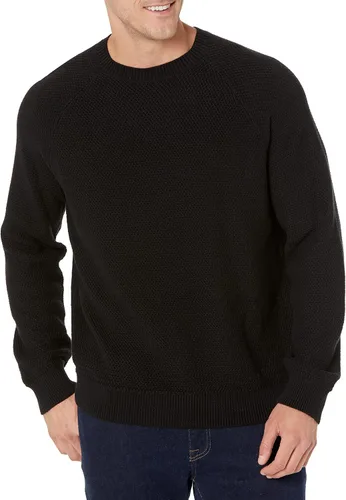 Miniatura 5 de Tienda Essentials Suéter de cuello redondo de gran tamaño para hombre, texturizado, algodón