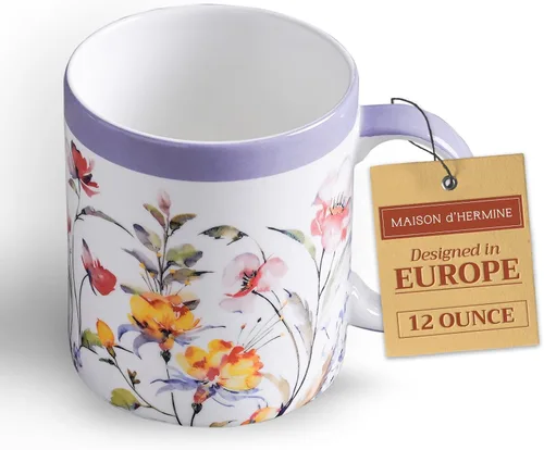 Miniatura 121 de Maison d' Hermine Taza de café con asas, tazas de porcelana fina de hueso, paquete de dos tazas de té para bebidas calientes, capuchino, latte, 015