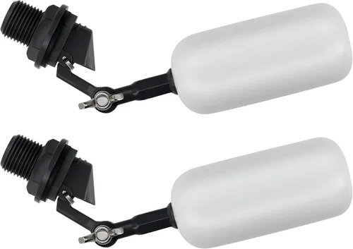 Paquete de 2 válvulas de bola flotante, rosca NPT de 1/2 pulgada, diámetro exterior de 0.84 pulgadas, 3/4 pulgadas, brazo ajustable para canal de