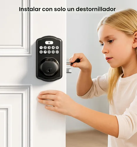 Miniatura 13 de Veise KS02A - Cerradura de puerta de entrada sin llave de huellas dactilares, bloqueo automático, cerrojo electrónico para puerta delantera, Negro
