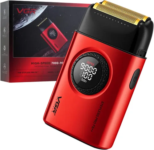 Miniatura 8 de VGR 377 - Afeitadora de aluminio para hombre, maquinilla de afeitar eléctrica para afeitarse la cara con doble lámina, motor de 21 velocidades a