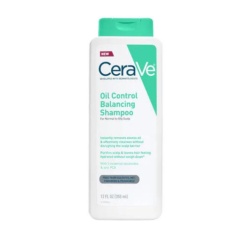 CeraVe Champú equilibrante de control de aceite, champú aclarador con ceramidas y ácido hialurónico, elimina el aceite y deja el cabello hidratado,