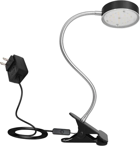 Lámpara de escritorio LED con clip, con interruptor, cuello de cisne flexible de 19.25 pulgadas | 4.5W 260LM, 4000K blanco frío, cable de 65