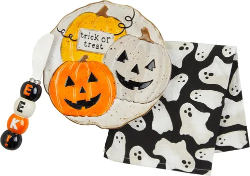 Miniatura 2 de Mud Pie Juego de platos de Halloween, calabaza, 6 3/20" por 7 7/20