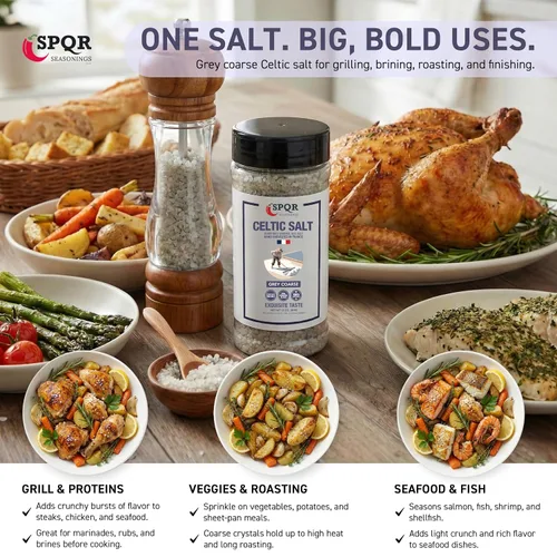 Miniatura 5 de Sal marina mineral sin refinar de grano grueso gris celta cosechada a mano en Francia XL 13oz. Botella por SPQR Seasonings