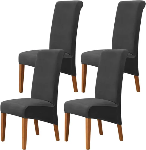 Miniatura 25 de Juego de 2 fundas de terciopelo para sillas de comedor, color beige, fundas elásticas para sillas de comedor y cocina, reutilizables, protector