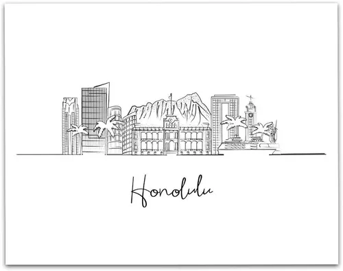 Miniatura 10 de TJ Originals Cheyenne Skyline - Decoración de pared para sala de estar, arte de pared en blanco y negro, imágenes artísticas de línea estadounidense