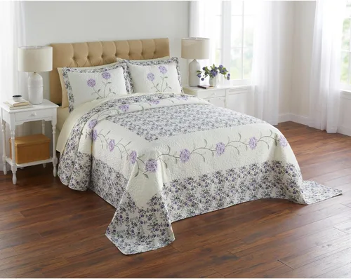 Miniatura 10 de BrylaneHome Colcha bordada Margaret - King, rosa