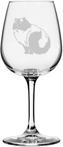 Miniatura 56 de Copa de vino de 12.75 onzas con temática de gato abisinio grabada para todo uso