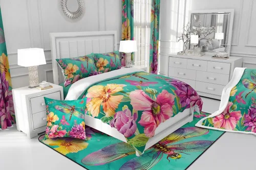 Miniatura 4 de Erosebridal Regalos de libélula para mujeres, funda de edredón de diente de león, mariposa y libélulas, juego de ropa de cama para mujeres y niñas