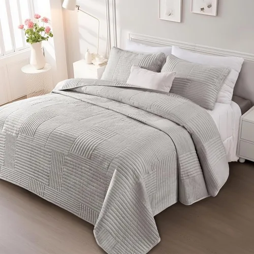 Miniatura 16 de Whale Flotilla Juego de Ropa de Cama de Edredón Ultra Suave Queen, Edredones Ligeros de Microfibra Blanca Colchas Tamaño Full, Cubrecama Geométrico
