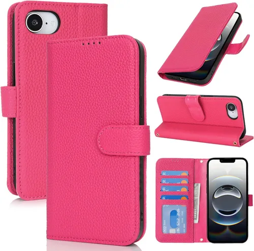Miniatura 36 de Zouzt Funda para iPhone 11 de 6.1 pulgadas de piel auténtica con 4 ranuras para tarjetas, tarjetero con bloqueo RFID, tapa magnética, función atril