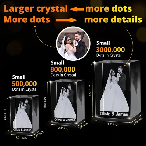Miniatura 5 de Nameinhea Foto personalizada en cristal 3D con texto, marcos de fotos de cristal personalizables, regalo personalizado con tu propia foto
