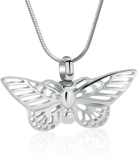 Miniatura 16 de Minicremation Joyas de cremación para cenizas – Collar conmemorativo de mariposa con colgante de urna para cenizas de seres queridos
