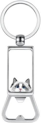 Miniatura 31 de WIRESTER Llavero de metal para abrebotellas, abrebotellas de cerveza, llavero para cocina, bar, restaurante, fácil de llevar, gato negro Bombay