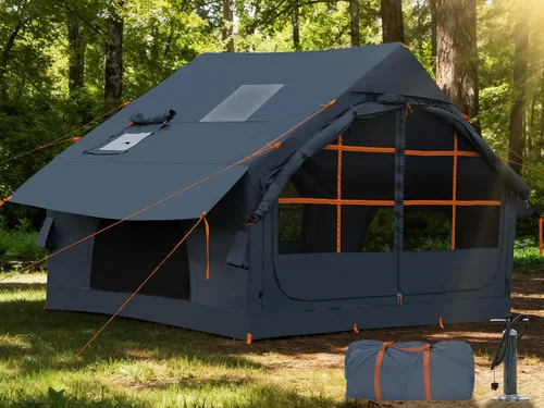 Miniatura 12 de Tiendas de campaña inflables para acampar con gato de estufa, 2/4/6/8 personas, fácil instalación, tiendas de campaña inflables para 4 estaciones