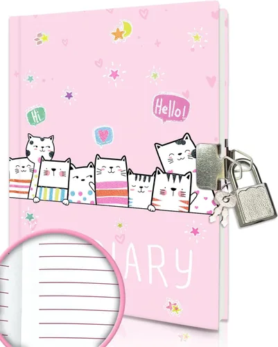 Miniatura 11 de GINMLYDA Diario para niñas con candado para niños, 7 x 5.25 pulgadas, 160 páginas rayadas, cuaderno secreto de princesa rosa para niñas