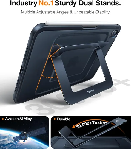 Miniatura 3 de TORRAS Funda para iPad Mini 7 A17 Pro, Funda para iPad Mini 6 con Soporte para Lápiz, Soporte Ultra Estable, Múltiples Ángulos de Visualización