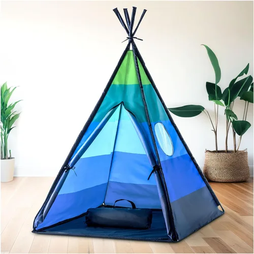 Miniatura 2 de USA Toyz Happy Hut Tienda Tipi para Niños - Tienda de Casa de Juegos Tipi Desplegable Interior para Niños, Niñas, Niños Pequeños con Bolsa de Azul