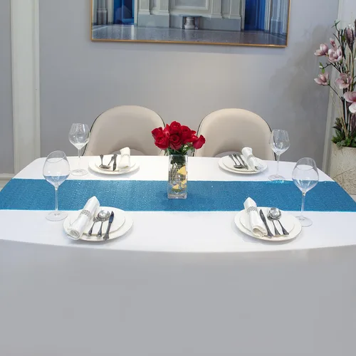 Miniatura 4 de Camino de mesa con lentejuelas turquesas, 12 x 108 pulgadas con brillantina, regalo para empaquetado de mesa para fiesta, boda, despedida