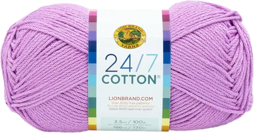 Miniatura 48 de Lion Brand Yarn, Hilo ligero mercerizado de algodón 24/7 para tejer, ganchillo y manualidades, Almirante, 1 paquete, 185 yardas de fibra natural