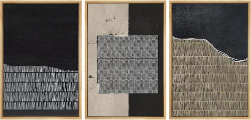 Miniatura 181 de SIGNWIN Lienzo enmarcado para pared, arte con pinceladas de flujo neutro en tonos beige abstractos, ilustraciones, arte moderno, decorativo