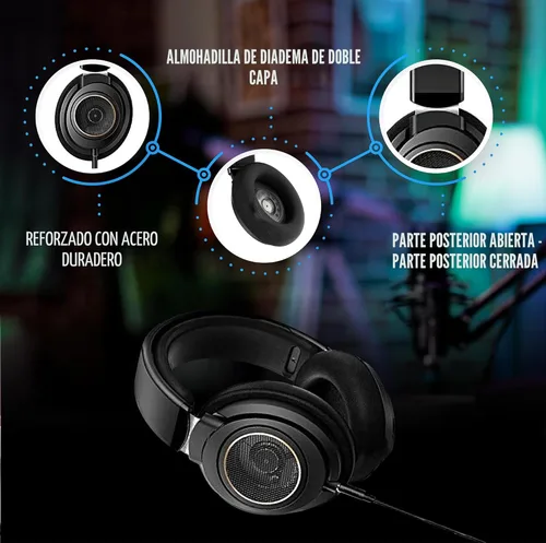 Miniatura 8 de Philips SHP9600 - Audífonos con cable, ajuste cómodo, parte trasera abierta, controladores Neodimio de 50 mm (SHP9600/00)