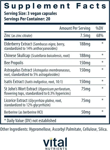 Miniatura 2 de Vital Nutrients ViraCon - Suplemento vegano de apoyo inmunológico* - Zinc, saúco, extracto de raíz de regaliz y otras hierbas para un apoyo