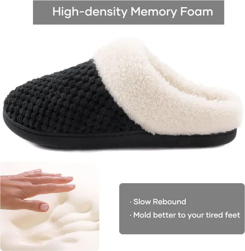 Miniatura 3 de ULTRAIDEAS Pantuflas de forro polar cómodas para mujer, de espuma viscoelástica, sin cordones, para interiores y exteriores