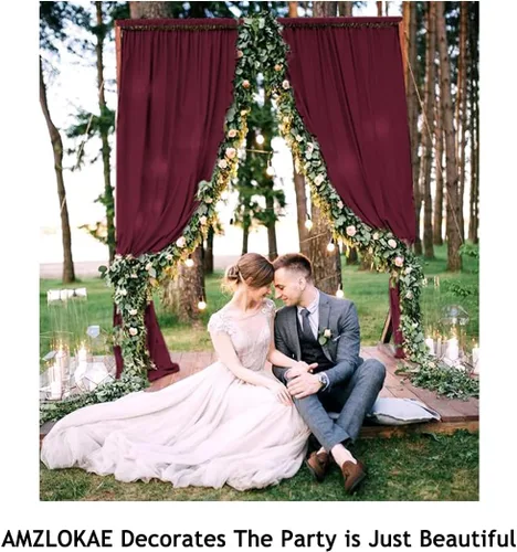 Miniatura 6 de AMZLOKAE Cortinas de arco de boda burdeos 2 paneles de tela de gasa de 18 pies 6 yardas de decoración elegante de gasa Perfecto para ceremonia