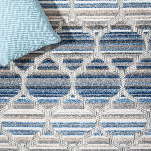 Miniatura 4 de SAFAVIEH Alfombra lavable para exteriores, colección Cabaña, 2'2" x 5', azul y gris, no desprende pelusa y fácil de limpiar, entrada puerta
