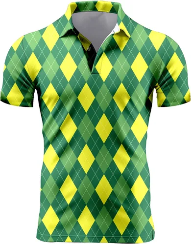 Miniatura 50 de Camisa de golf de los años 80 para hombre, ajuste seco, manga corta, estampada, divertidas, camisas de golf de los años 90 para hombre