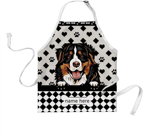 Miniatura 9 de Delantal de aseo de perros de lunares personalizado lindo perro Airedale, rojo (Airedale)