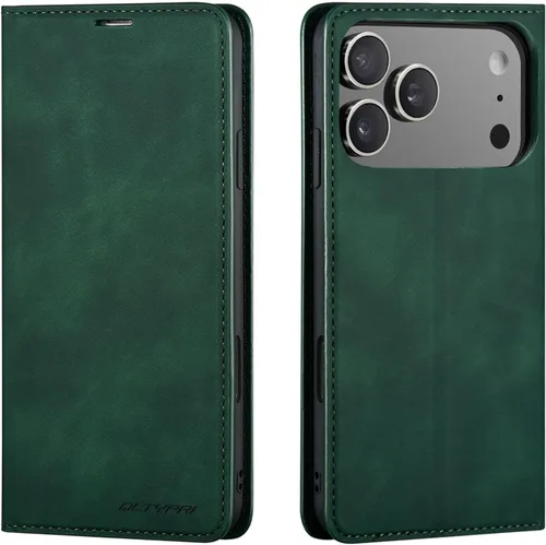 Miniatura 16 de QLTYPRI Funda para iPhone Air, Funda de piel sintética premium TPU parachoques con tarjetero Kickstand adsorción magnética oculta a prueba de golpes