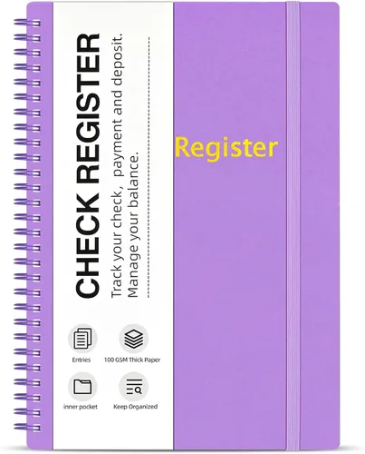 Registros de cheques para chequera personal, libro de registro de cheques grande de doble espiral, planificador de presupuesto con registro de