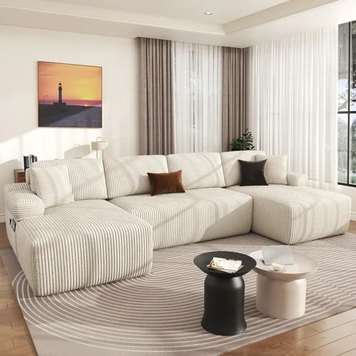 DURASPACE Sofá de nube sin huesos, sofá modular en forma de U de 126 pulgadas para sala de estar, sofá modular de asiento profundo de gran tamaño,