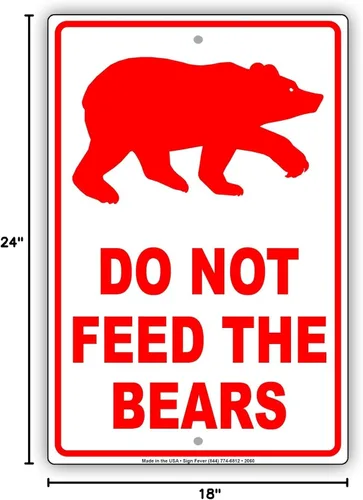 Miniatura 2 de Do Not Feed The Bears Wildlife Protection Aviso de advertencia de advertencia de advertencia de aluminio de metal de 18 x 24 pulgadas