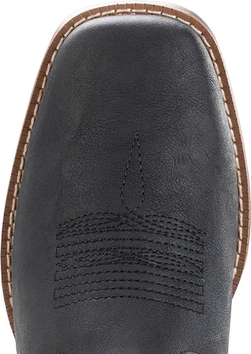 Miniatura 5 de IUV Botas vaqueras para hombre, botas occidentales tradicionales con bandera estadounidense, retro, punta cuadrada, botas de trabajo de campo