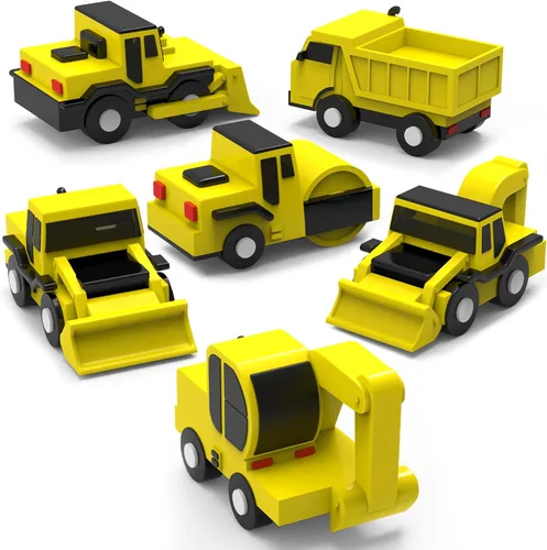 Tub Works® Construction™ Trucks - Juguetes de baño sin moho, paquete de 6 | Diseño de juguetes de baño sellados y sin agujeros que mantiene la
