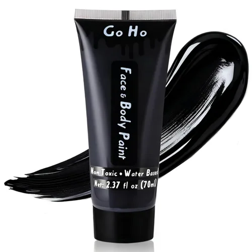 Go Ho Pintura corporal negra lavable (2.37 oz/pieza), pintura facial crema a base de agua, maquillaje de esqueleto vampiro zombi, pintura corporal