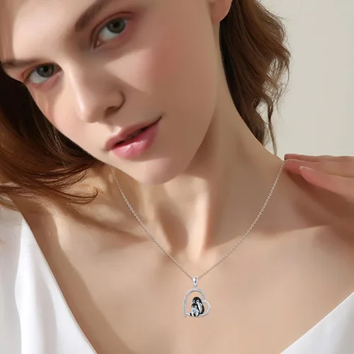 Miniatura 2 de TUGHRA Collares de corazón de plata de ley S925, collar de corazón delicado regalo de joyería para mujeres y niñas