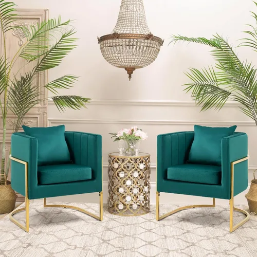 Miniatura 16 de Moderno sillón de terciopelo con almohada lumbar, silla tapizada de mediados de siglo para sala de estar, dormitorio, sofá individual, silla